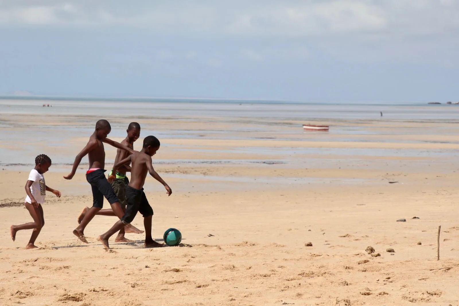 Children playing football in Vilankulos, Mozambique